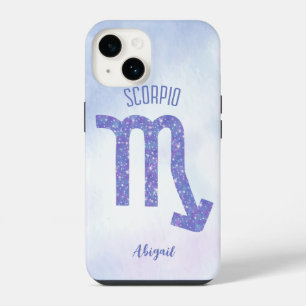 Pretty Scorpio Astrology Sign Personalised Purple iPhone 14 Case