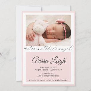 Pretty Script Baby Girl Birth Announcement Card