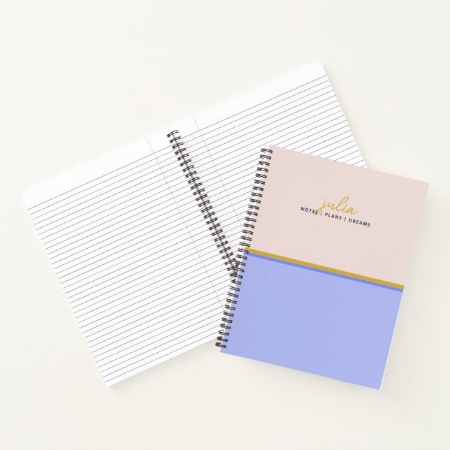 Pretty Script Bluish Violet and Golden Heart Notebook (Inside)