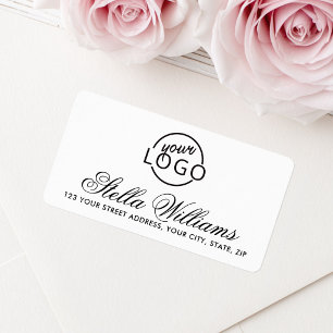 Pretty script custom logo or photo return address label
