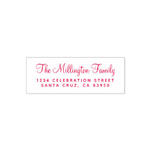 Pretty Script Family Name Return Address Self-inking Stamp