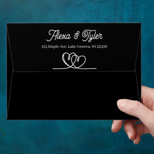 Pretty Script Hearts Personalized Wedding Envelope