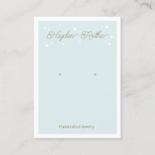 Pretty Script Light Blue Stars Earring Display Business Card