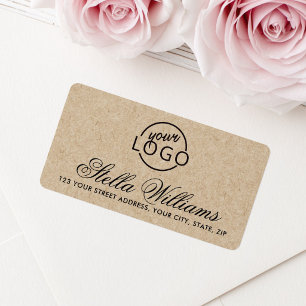 Pretty script logo Kraft look return address Label
