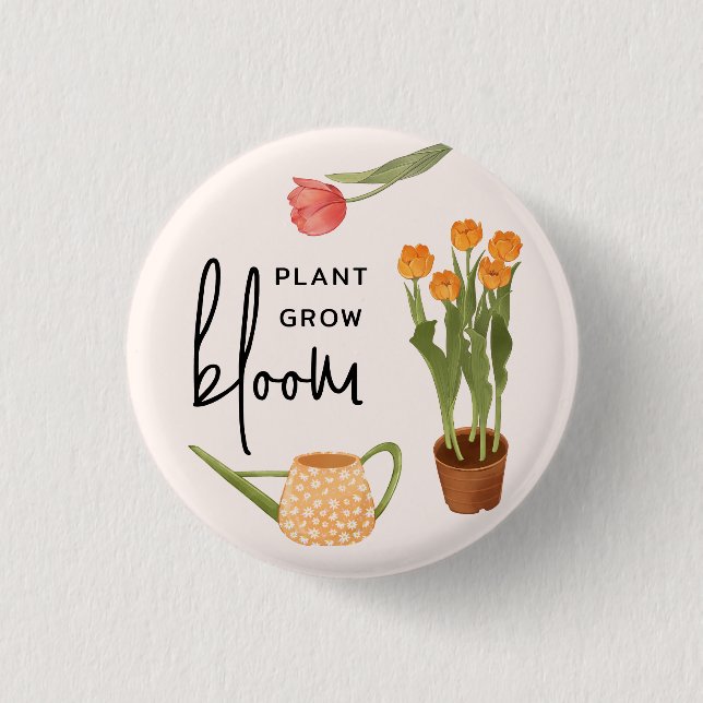 Pretty Script Plant Grow Bloom Tulip 3 Cm Round Badge (Front)