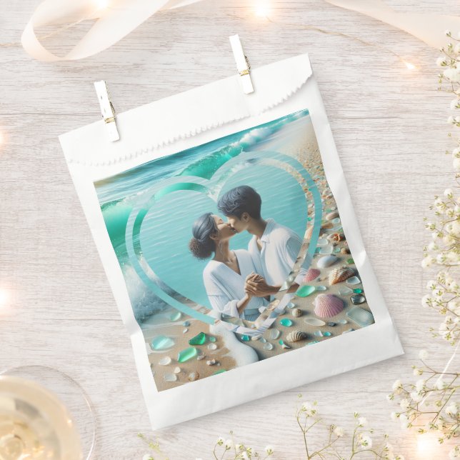 Pretty Sea Glass Photo Wedding  Favour Bag (Clipped)