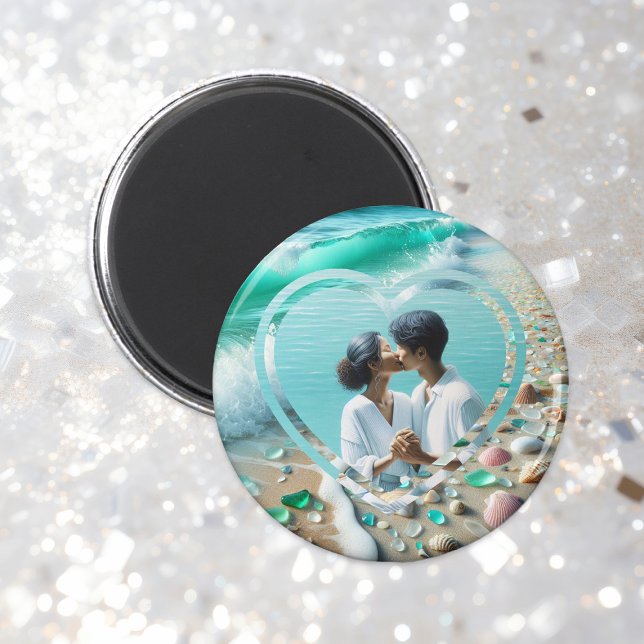 Pretty Sea Glass Photo Wedding  Magnet (Creator Uploaded)