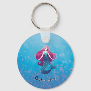 Pretty Sea Mermaid Round Keychain