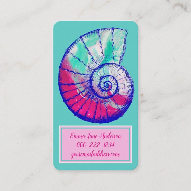 Pretty Sea Shell Calling or Business Card (Front)