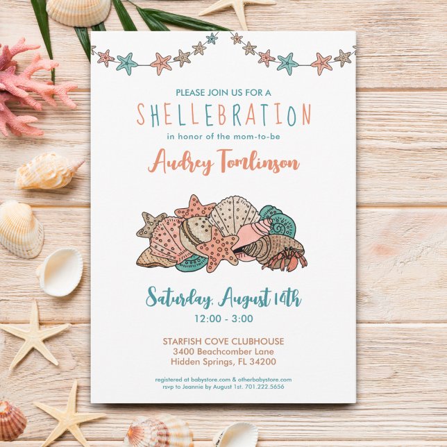 Pretty Seashells Beach Baby Shower Invitation (Creator Uploaded)