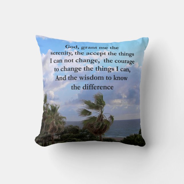 PRETTY SERENITY PRAYER PALM TREE PHOTO DESIGN CUSHION (Front)