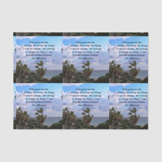 PRETTY SERENITY PRAYER PALM TREE PHOTO DESIGN TISSUE PAPER (Front)