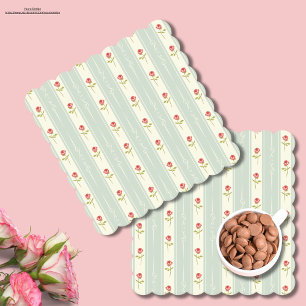 Pretty Shabby chic Cute floral pattern in blue Paper Coaster