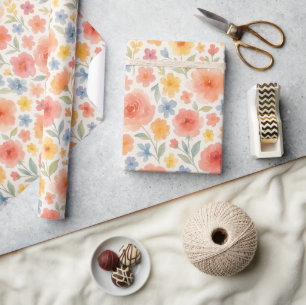 Pretty Shabby Chic French Floral Art Pattern Wrapping Paper