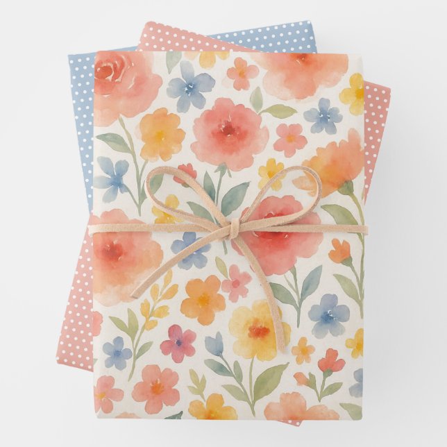 Pretty Shabby Chic French Floral Art Pattern Wrapping Paper Sheet (In situ)