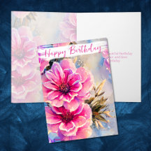 Pretty Shabby Chic Pink Flowers Floral Birthday