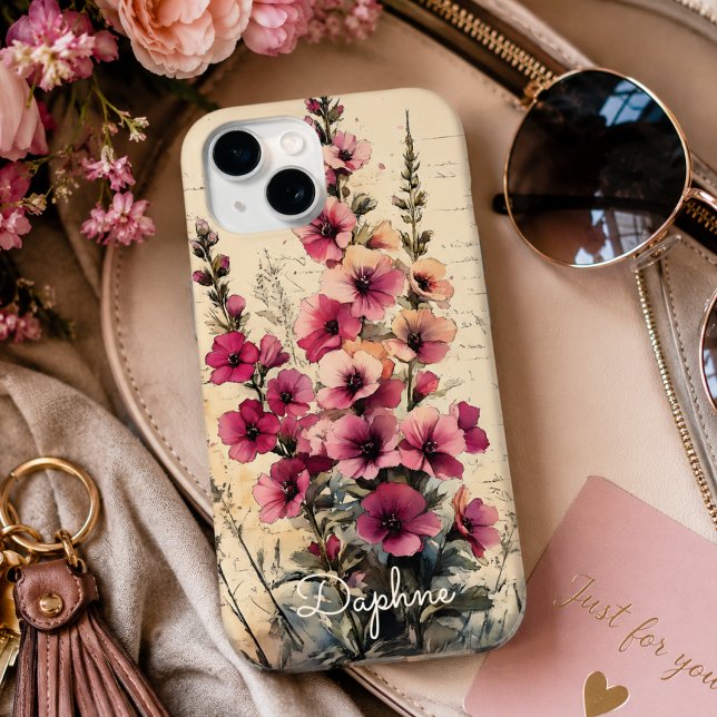 Pretty Shabby Chic Pink Wildflower Personalised Case-Mate iPhone Case (Creator Uploaded)