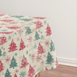 Pretty Shabby Chic Vintage Christmas Tree Tablecloth