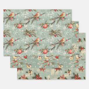 Pretty Shabby Chic Vintage Christmas  Wrapping Paper Sheet