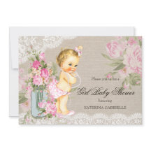 Pretty Shabby Lace Floral Girl Baby Shower Blonde