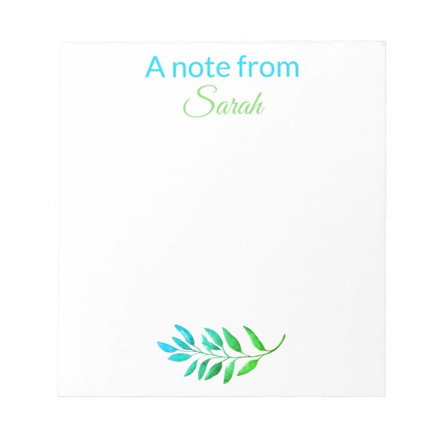 Pretty Shades Of Blue Green Personalised Notepad (Front)