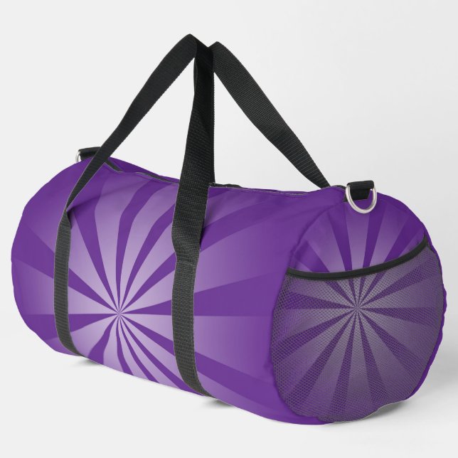 PRETTY SHADES OF PURPLE STARBURST PATTERN DUFFLE BAG (Right Corner)