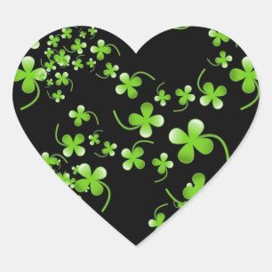 Pretty Shamrock pattern, green on black accessory Heart Sticker