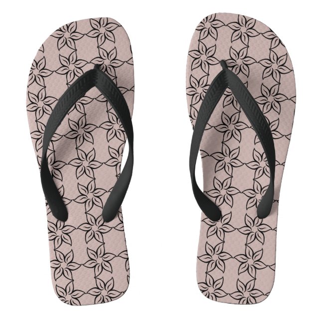 Pretty Shiny Purple Modern Flowery Pattern Thongs (Footbed)