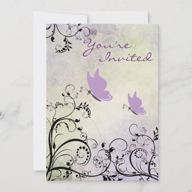 Pretty Silhouette Butterfly Baby Shower Invite (Front)