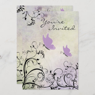 Pretty Silhouette Butterfly Baby Shower Invite