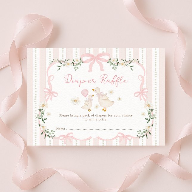 Pretty Silly Goose Coquette Bow Diaper Raffle Enclosure Card (Creator Uploaded)