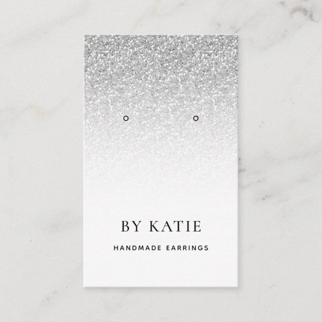 Pretty Silver Faux Glitter Earring Display Card (Front)