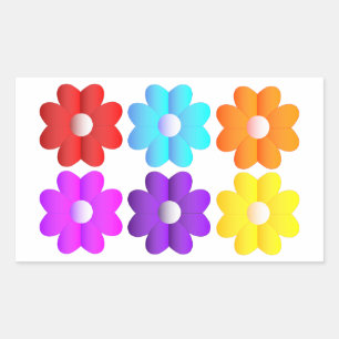 Pretty simple colours white flowers graphics art rectangular sticker