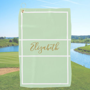 Pretty simple light green with custom name ladies golf towel