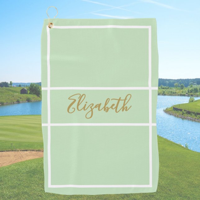 Pretty simple light green with custom name ladies  golf towel (Creator Uploaded)