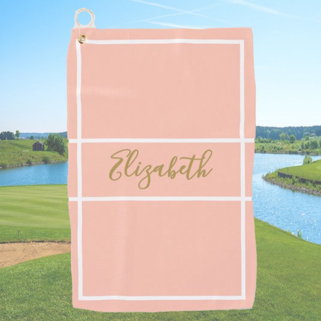 Pretty simple peach with custom name ladies  golf towel (Creator Uploaded)