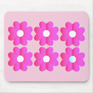 Pretty simple pink white flower graphics art mouse pad