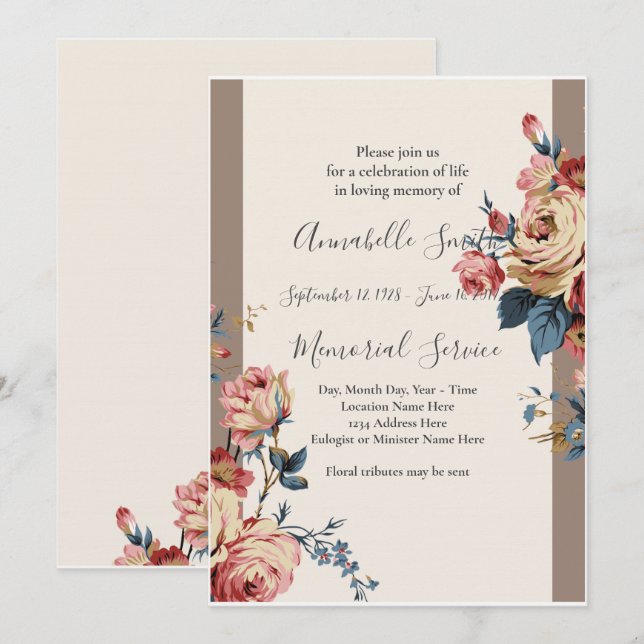 pretty Simple starfish   Loving Memory Invitation (Front/Back)
