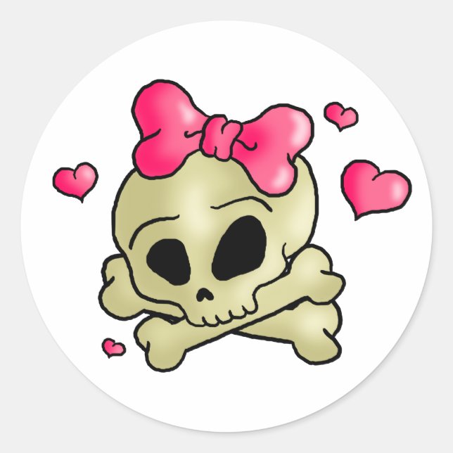 Pretty skull classic round sticker (Front)
