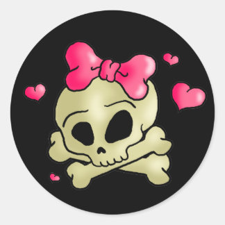 Pretty skull classic round sticker