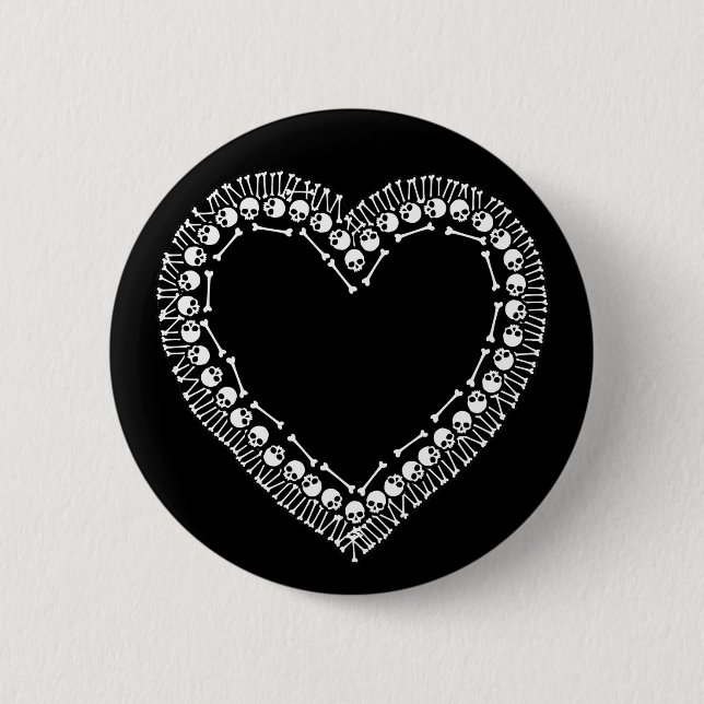 Pretty Skull Heart 6 Cm Round Badge (Front)