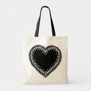 Pretty Skull Heart Tote Bag