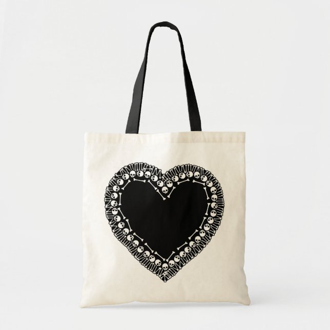Pretty Skull Heart Tote Bag (Front)