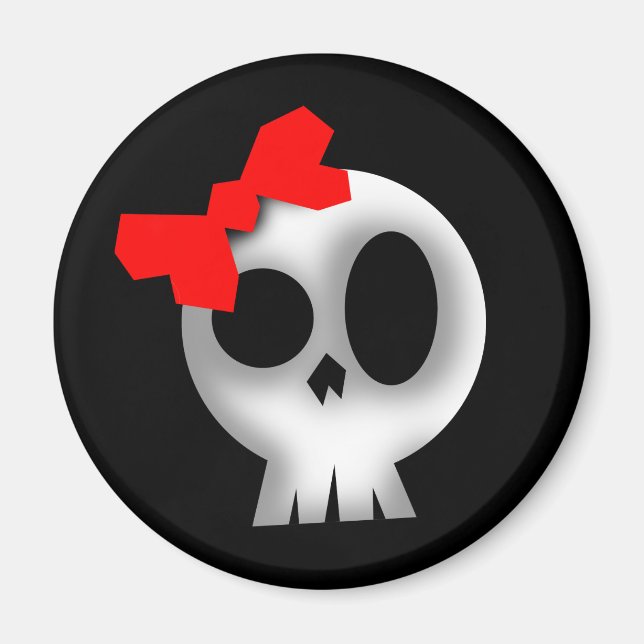Pretty Skull with Red Bow Magnet (Front)