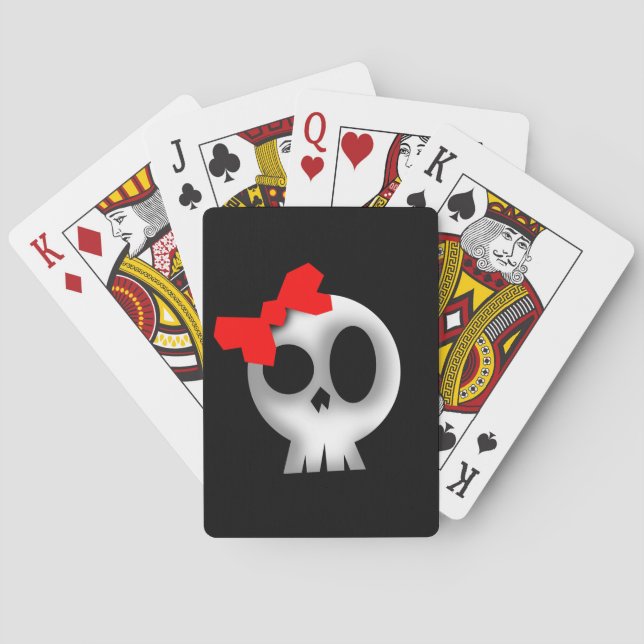 Pretty Skull with Red Bow Playing Cards (Back)