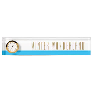 Pretty Sky Blue White WINTER WONDERLAND Clock Nameplate