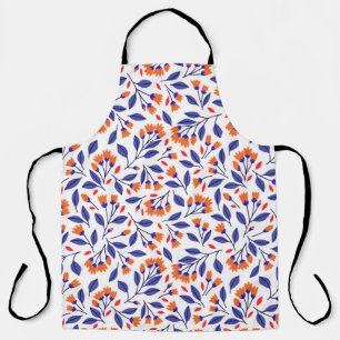 Pretty small orange flowers seamless pattern apron