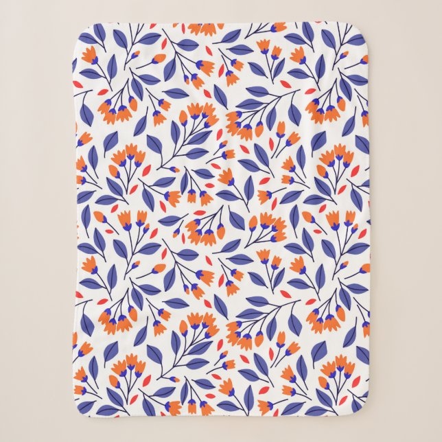 Pretty small orange flowers seamless pattern sherpa blanket (Front)