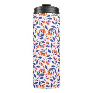 Pretty small orange flowers seamless pattern thermal tumbler