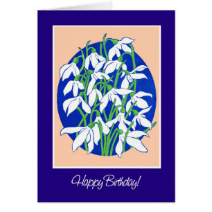 Pretty Snowdrops on Blue for a February Birthday
